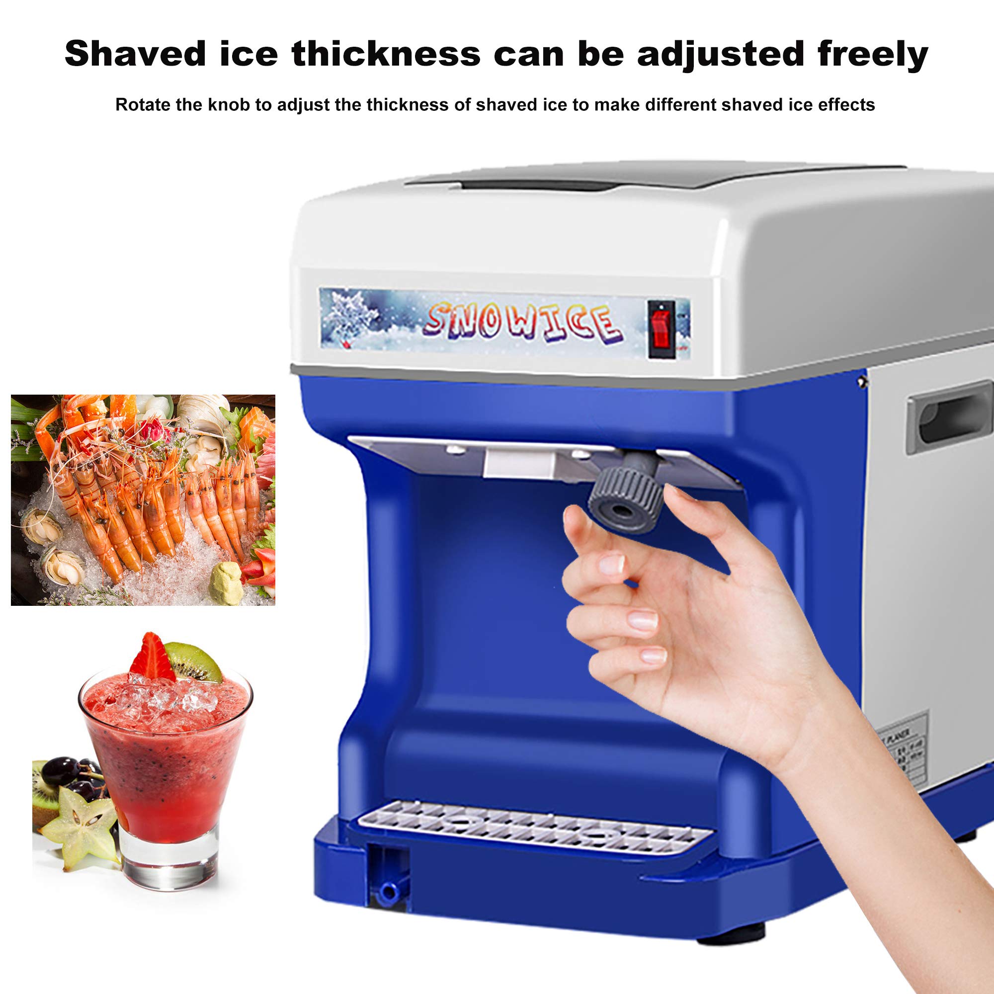 Commercial Electric Ice Shaver Machine - Heavy Duty Snow Cone Maker & Slushie Machine with Food Grade Stainless Steel Blades - Perfect for Home Use, Parties, and Business Events