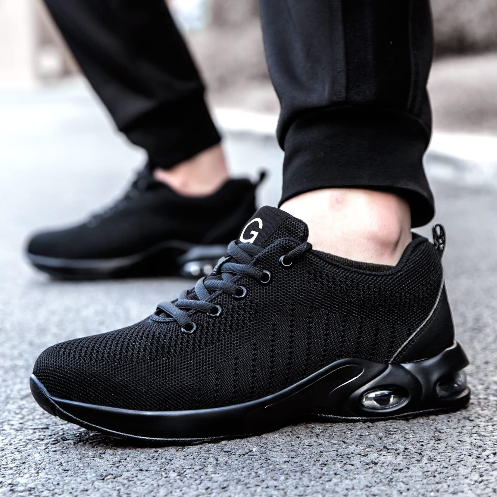 Tinefiy Steel Toe Shoes for Men & Women - Lightweight Air Cushion Safety Sneakers with Slip-Resistant Work Design - Durable Safety Toe Tennis Shoes for Construction, Warehouse & Outdoor Work