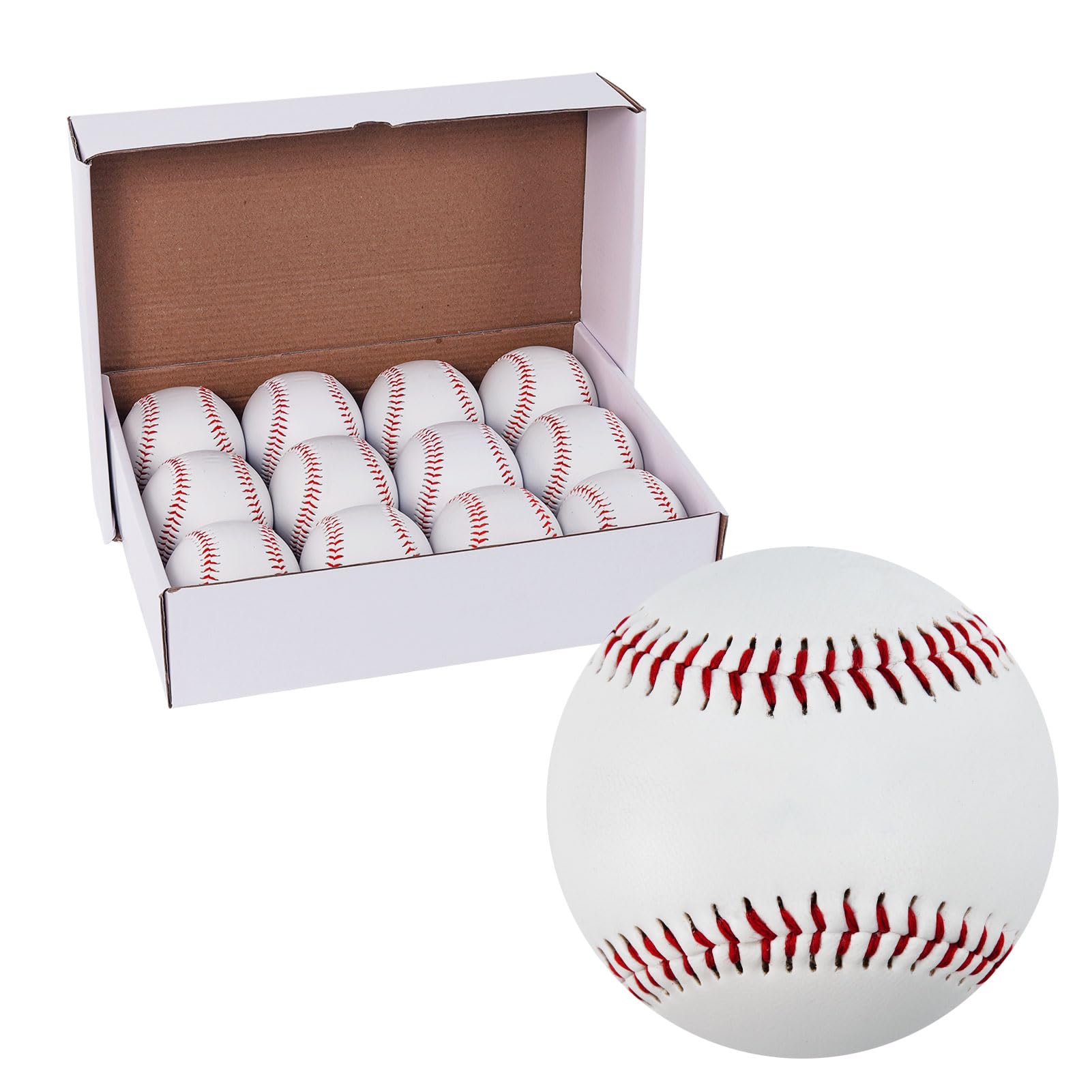 Official Size Baseballs - 12 Pack Blank Training Baseballs for Youth & Kids | Perfect for League Play, Pitching, Batting, Fielding, Autographs & Gifts | Great for Practice, Games & Sports Events