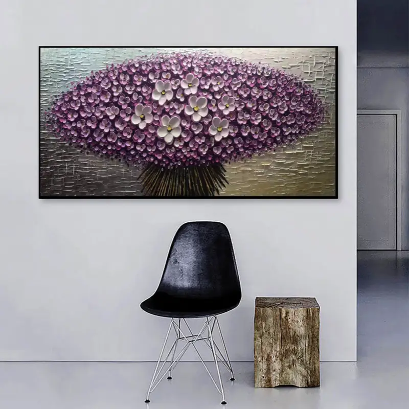 Flower and Tree Painting #FT009 - Handmade Canvas Art for Home Decor, Office Wall Art, and Living Room Aesthetic