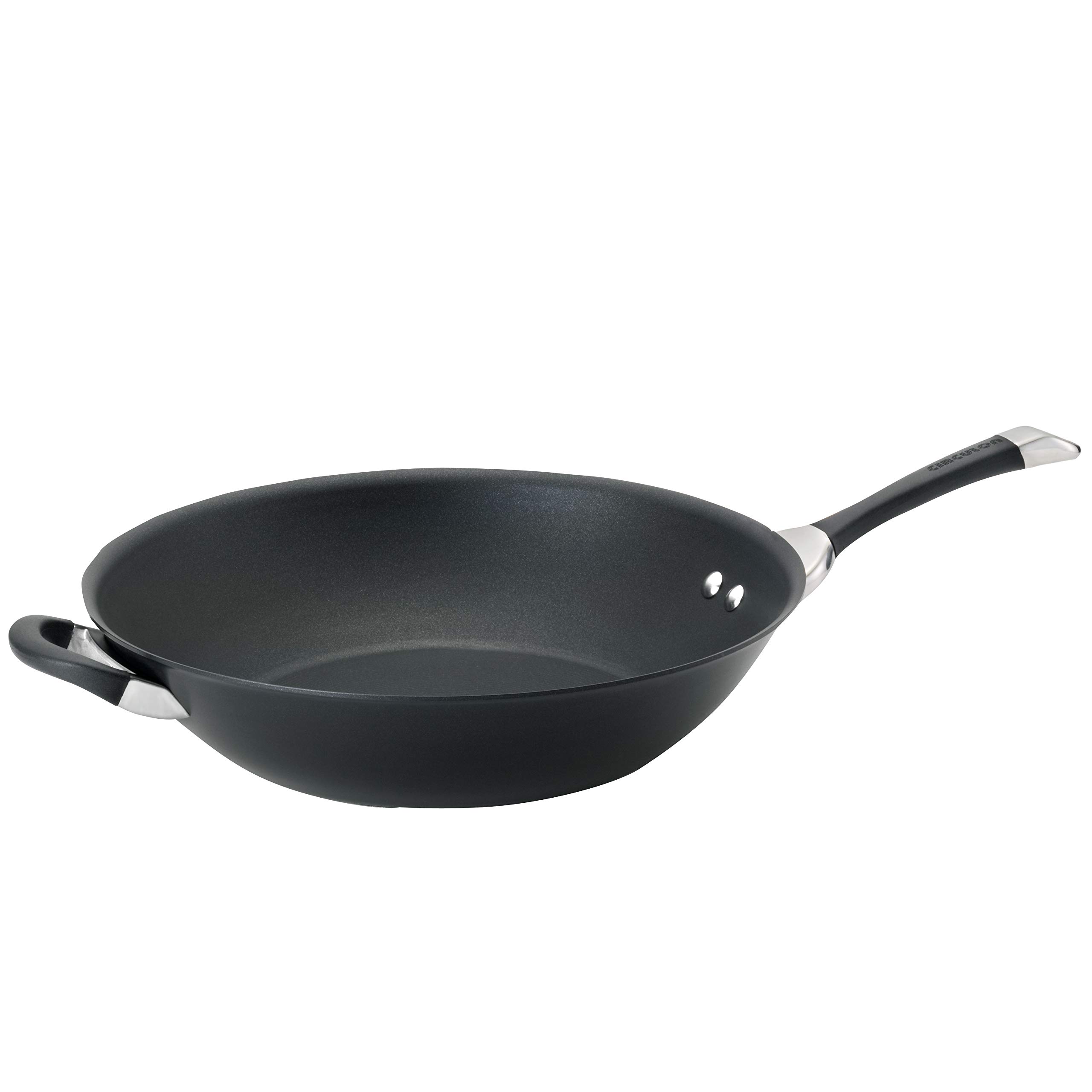 Circulon Symmetry 14-Inch Hard Anodized Nonstick Wok Pan with Helper Handle - Black Stir Fry Pan for Asian Cooking, Sautéing & Deep Frying - Perfect for Home Chefs & Professional Kitchens