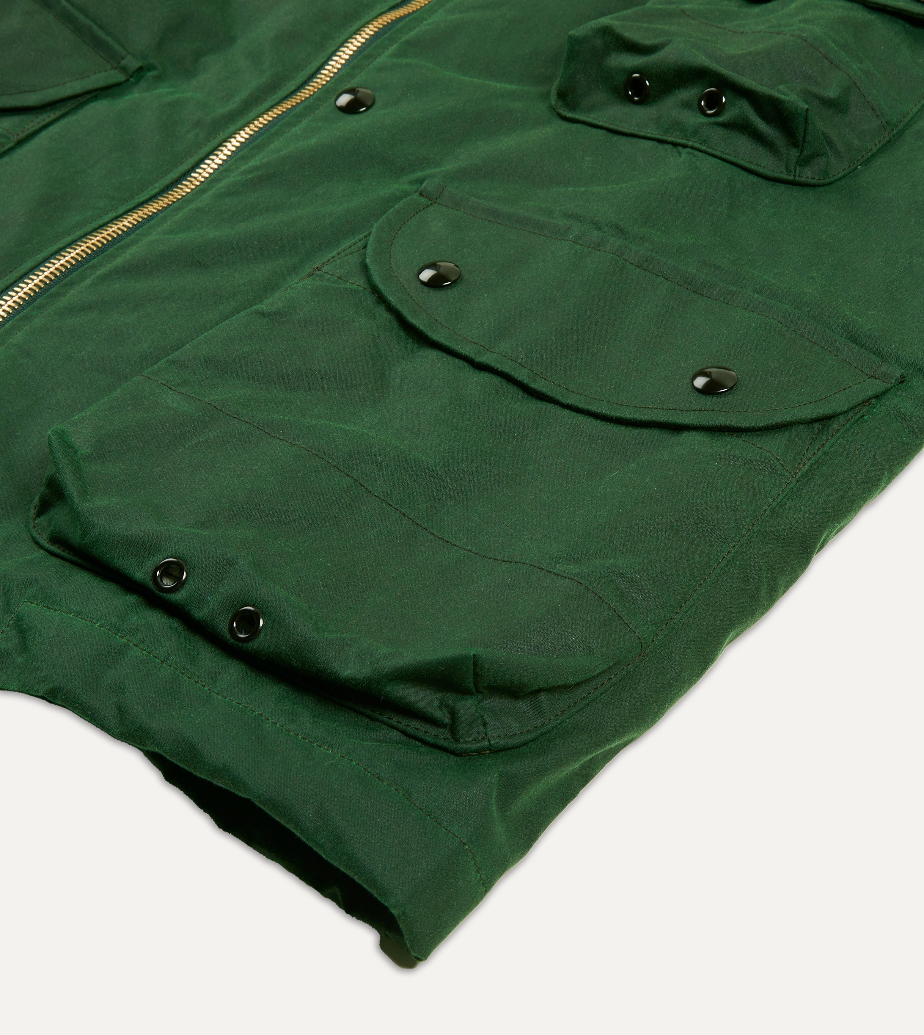 Men's Green Waxed Cotton Coverall Jacket - Waterproof Workwear for Outdoor, Hunting & Farming | Durable & Stylish Utility Jacket