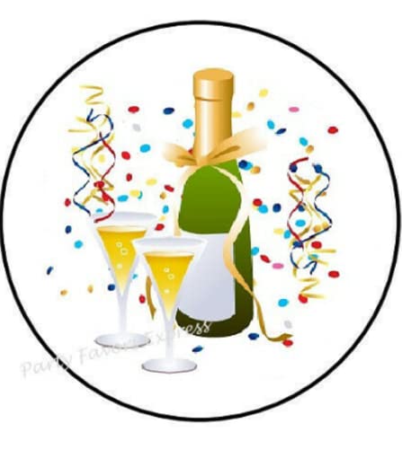 30 Pcs 1.5 Inch Champagne Bottle Glass Celebration Stickers - Elegant Party Seals for Wedding Invitations, Birthday Cards & Envelope Decor - Gold Foil Decorative Labels for Special Occasions