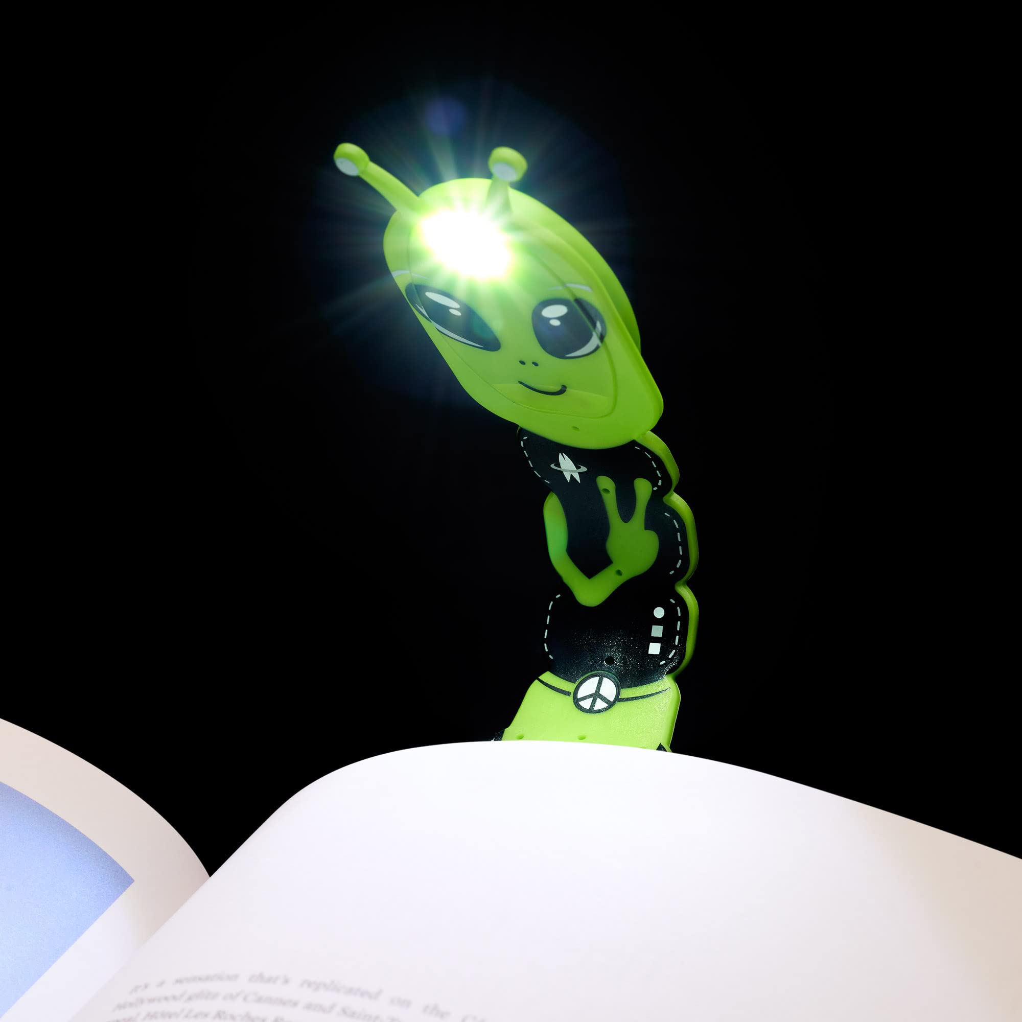Flexilight 2-in-1 LED Book Light & Bookmark - Adjustable Clip On Reading Lamp for Bed, Travel & Night Reading - Perfect Gift for Book Lovers, Students & Kids (Alien Green) - Ideal for Bedtime Stories, Study Sessions & Cozy Reading Nooks