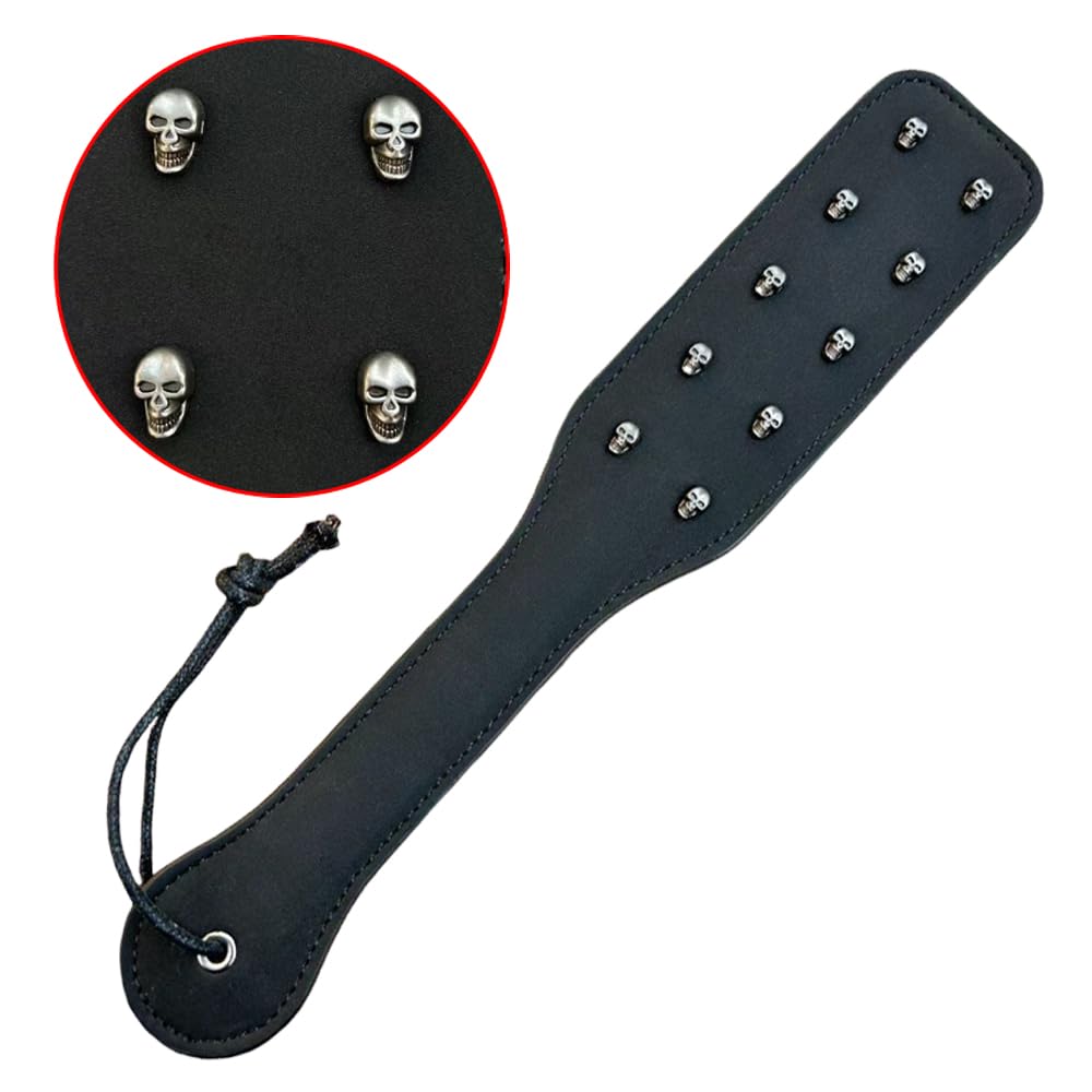 Premium Leather Skull Spanking Paddle - BDSM Toy for Adults, Couples & LGBTQ+ - Lightweight & Durable SM Bondage Flogger for Spanking Play - Perfect for Couples Play, BDSM Scenes & Gothic-Themed Adult Games