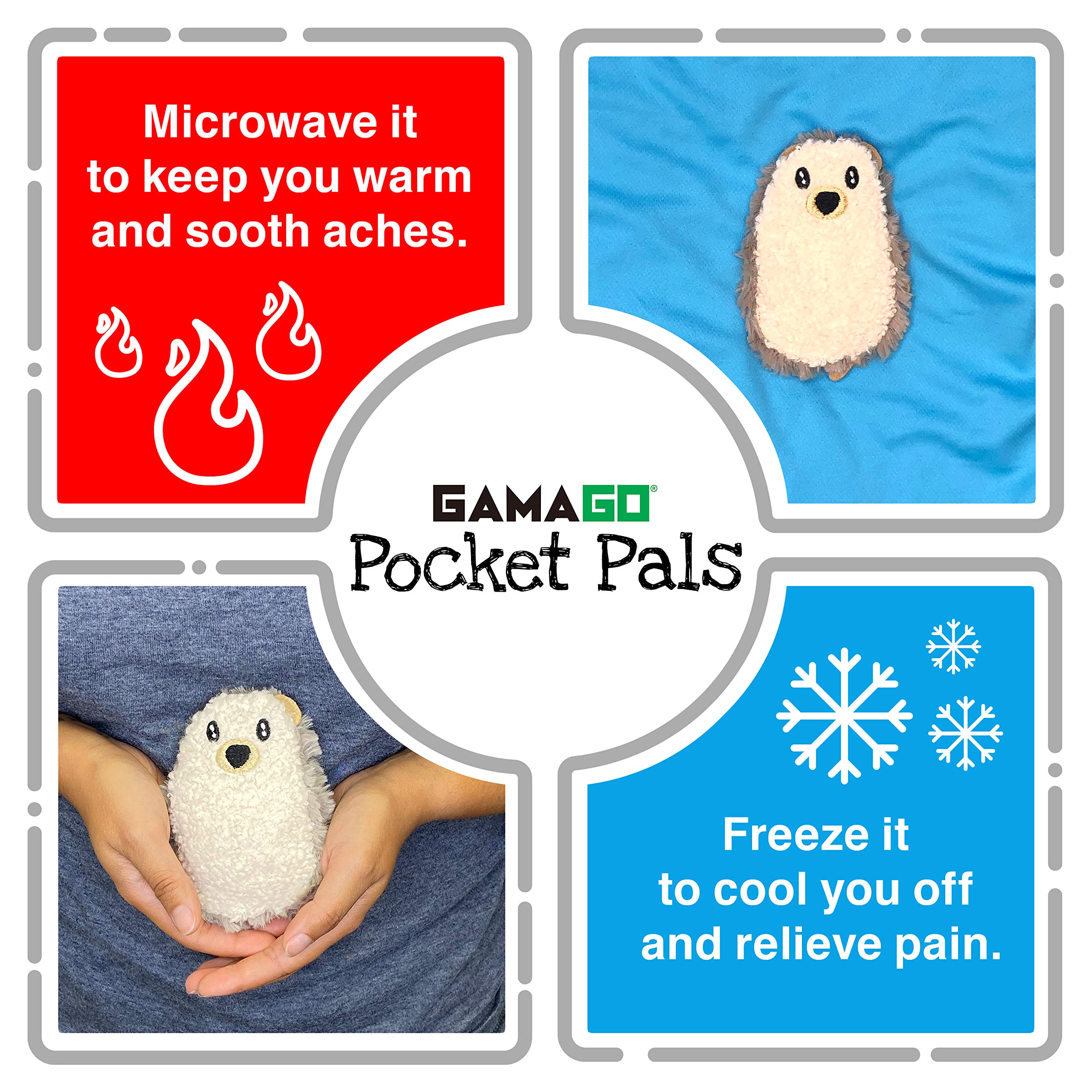 GAMAGO Hedgehog Heating Pad - Microwavable Warm Pillow for Cramps, Muscle Pain & Stress Relief - Natural Buckwheat & Lavender Filled Heat Pack - 5
