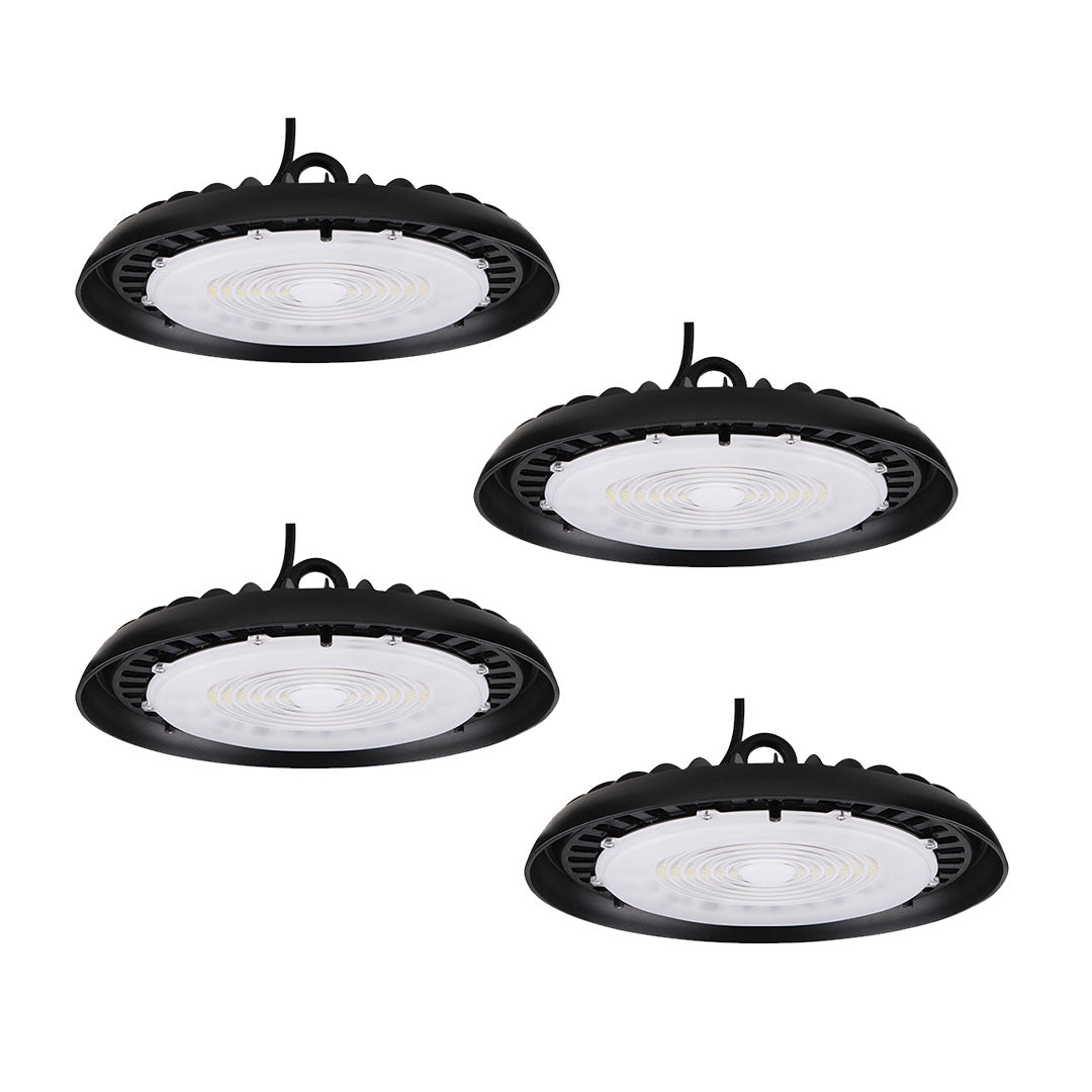 200W LED High Bay Light - 4 Pack, 22,000 Lumens, Slim UFO Design with Hook Mount - UL Listed - Perfect for Warehouses, Garages & Industrial Spaces