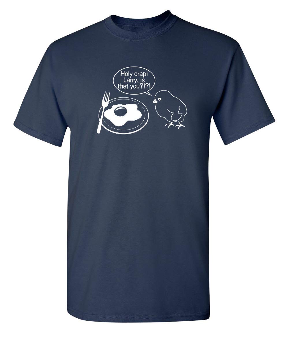 Funny Sarcastic Mens T-Shirt - Holy Cow Larry Is That You? Humor Chicken Egg Parent Design - Perfect for Casual Wear, Gifts & Comedy Lovers