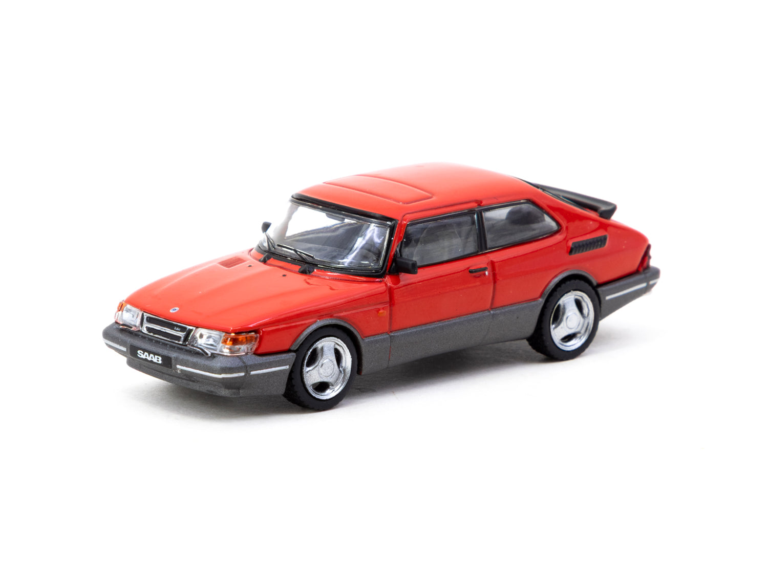 Tarmac Works 1/64 Scale Saab 900 Turbo Red Diecast Model Car with Collectible Tarmac Cards - Perfect for Diecast Collectors, Display, and Gifts
