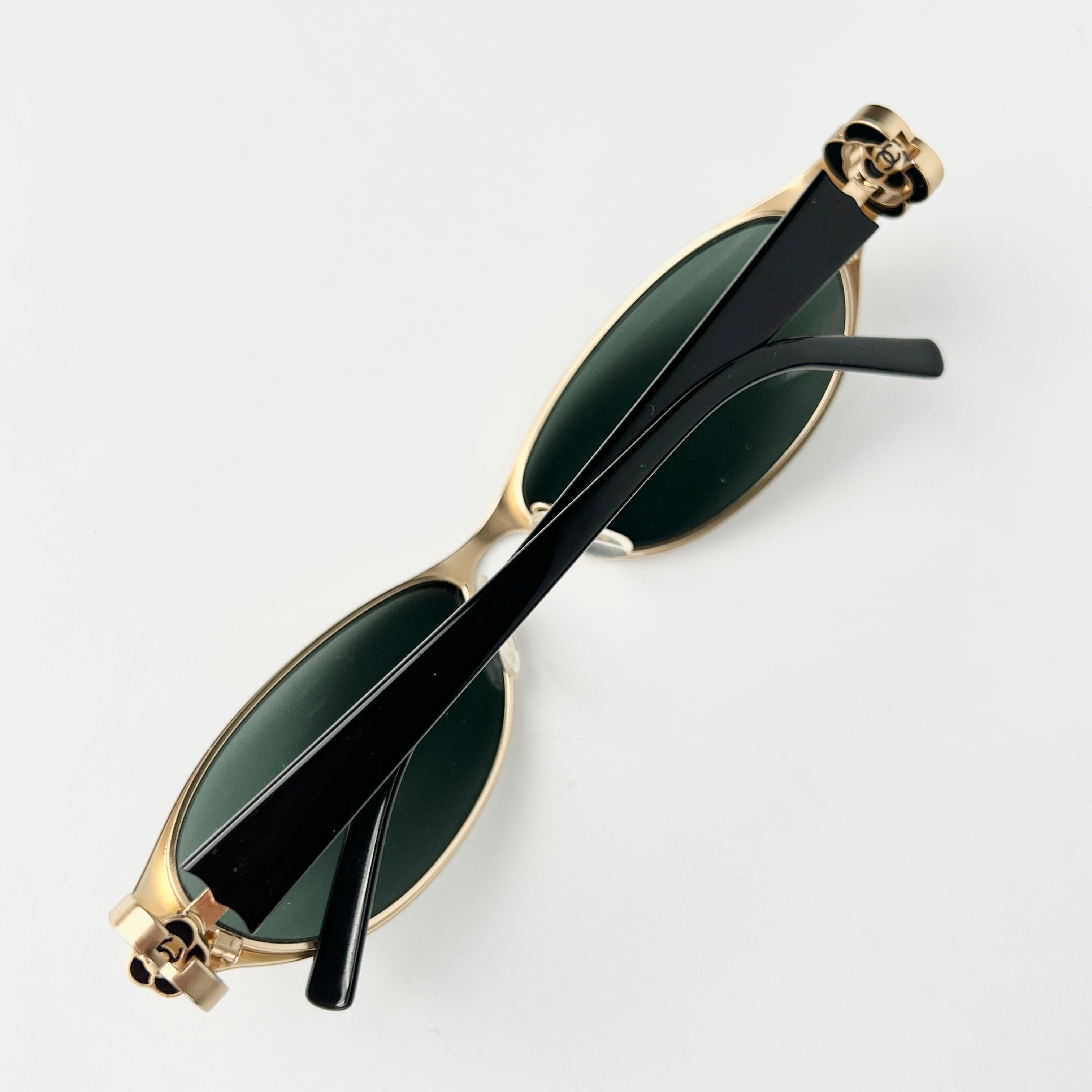 Chanel Gold and Black Sunglasses for Women - Luxury Designer Shades for Fashion, Beach & Outdoor Activities