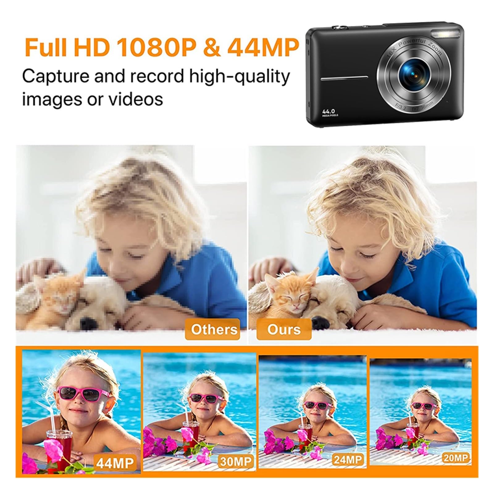 MZZYG 4K Digital Video Camera with 16X Zoom - Portable Vlogging Camera for YouTube, Travel & Family Events - HD Photography Camcorder for Kids, Adults & Beginners (Black) - Perfect for Vlogging, Home Movies & Outdoor Adventures