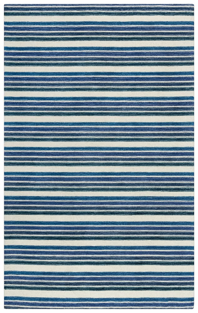 Gatney Rugs Bloque Area Rug TET106 - Blue & Ivory Striped Rectangle Rug 8'9