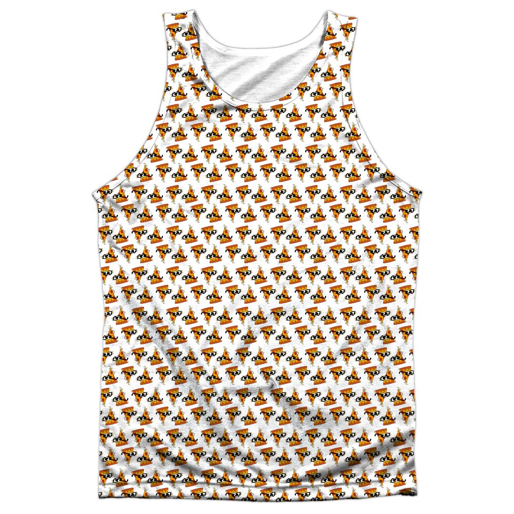 Uncle Grandpa Pizzas White Graphic Print Tank Top - Funny Cartoon Muscle Shirt for Men, Summer Casual Wear, Cosplay & Gift Idea