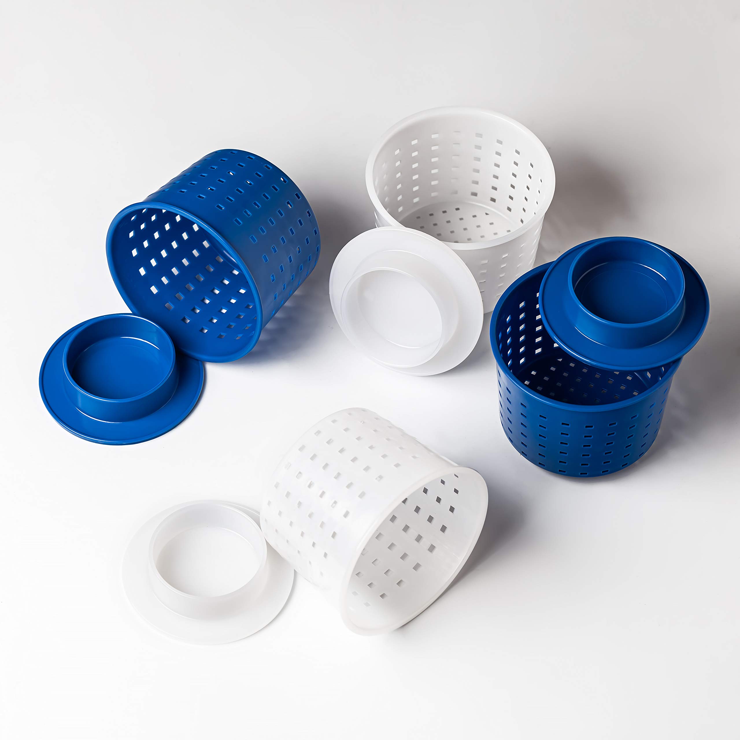 Premium Cheese Making Kit - 4-Piece Cheese Molds with Press Follower & Cheese Press (0.55 lbs, Blue & White) - Perfect for Homemade Cheddar, Mozzarella & Artisan Cheesemaking at Home