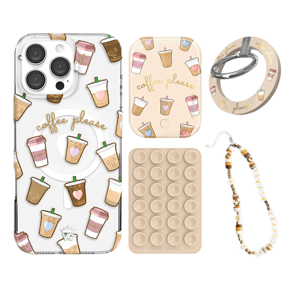 Premium Coffee First iPhone Bundle Set - Anti-Slip Grip & Stylish Protection for iPhone | Perfect for Coffee Lovers, Office Use & Daily Commute