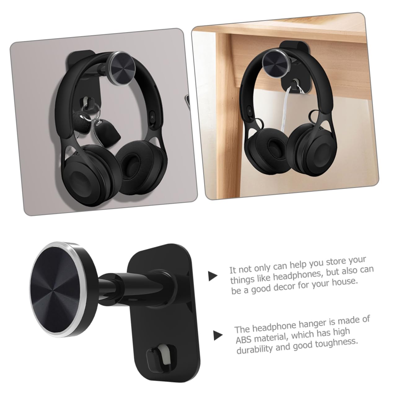 HOOTNEE Headphone Wall Mount - Easy Stick-On Headset Hanger for Over-Ear & On-Ear Headphones - Flexible & Space-Saving Organizer for Office, Study Room, Gaming Setup & Home Use