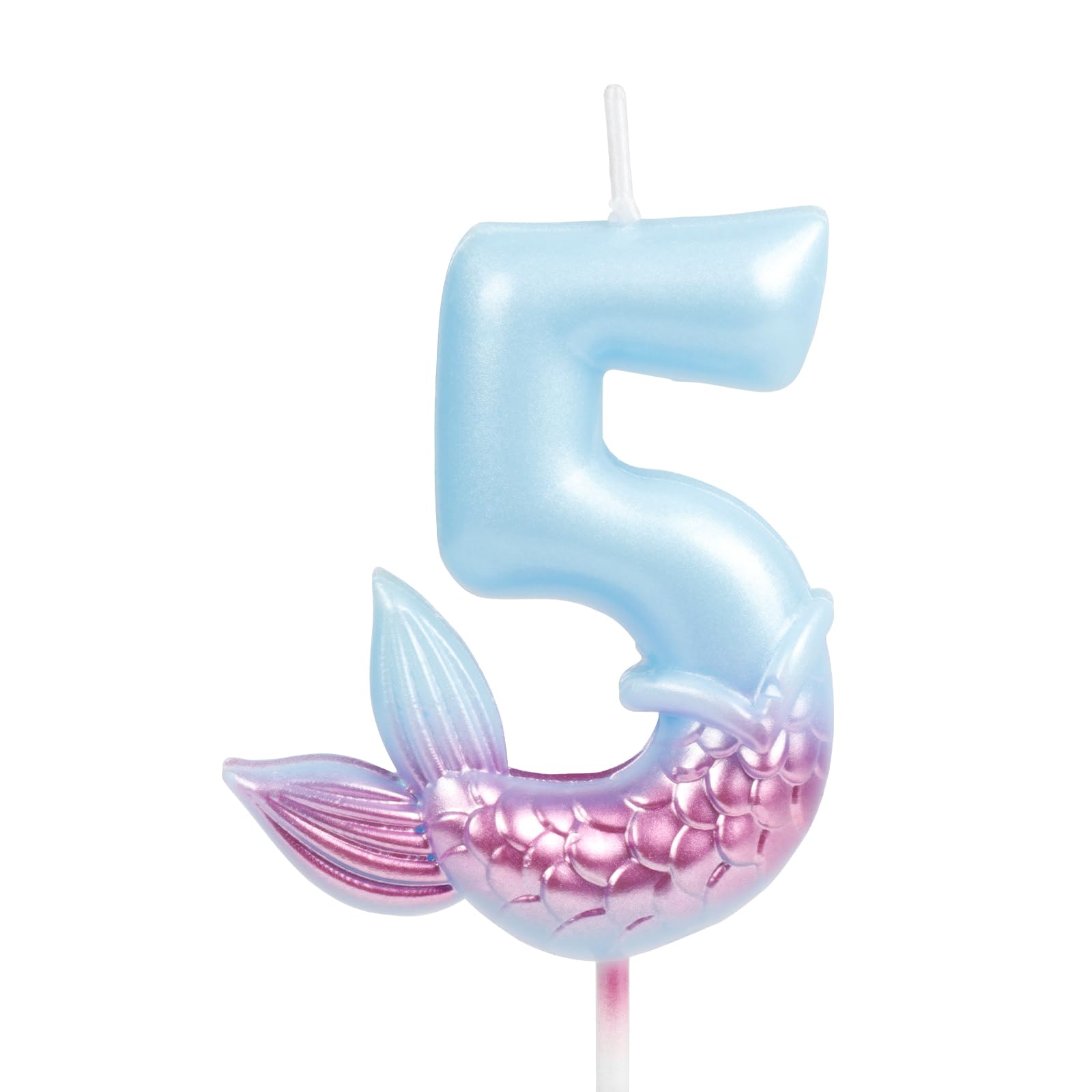 5th Birthday Candles - Mermaid Themed Number 5 Cake Candles in Blue & Purple | Happy Birthday Decorations for Girls, Cake Toppers & Party Supplies | Perfect for Mermaid Birthday Parties, Kids Celebrations & Special Occasions