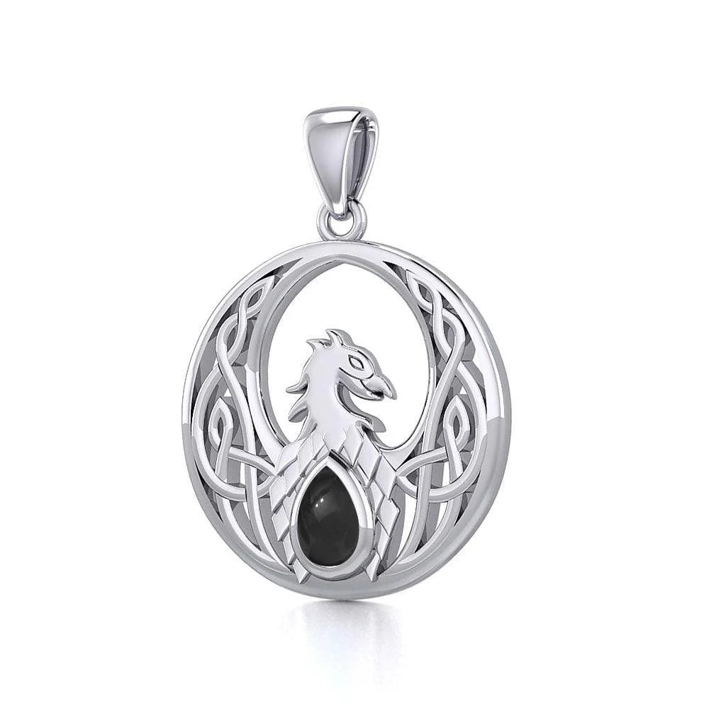 Celtic Phoenix Sterling Silver Pendant with Genuine Gemstone - Elegant Jewelry Gift for Women - Perfect for Weddings, Anniversaries & Special Occasions - TPD5719