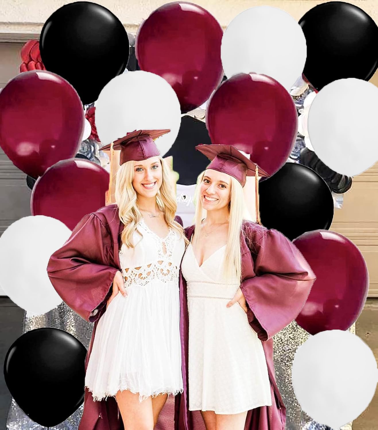 2025 Maroon Black Graduation Decorations Set - 30Pcs Burgundy White Black Balloons for Graduation Party, Birthday & Wedding (Elegant Maroon Theme) - Perfect for School Ceremonies, College Celebrations & Special Events