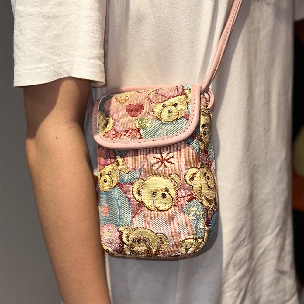 AG Collective Mini Crossbody Phone Bag - Cute Bear Design Small Shoulder Purse for Women | Perfect for Everyday Use, Travel & Shopping
