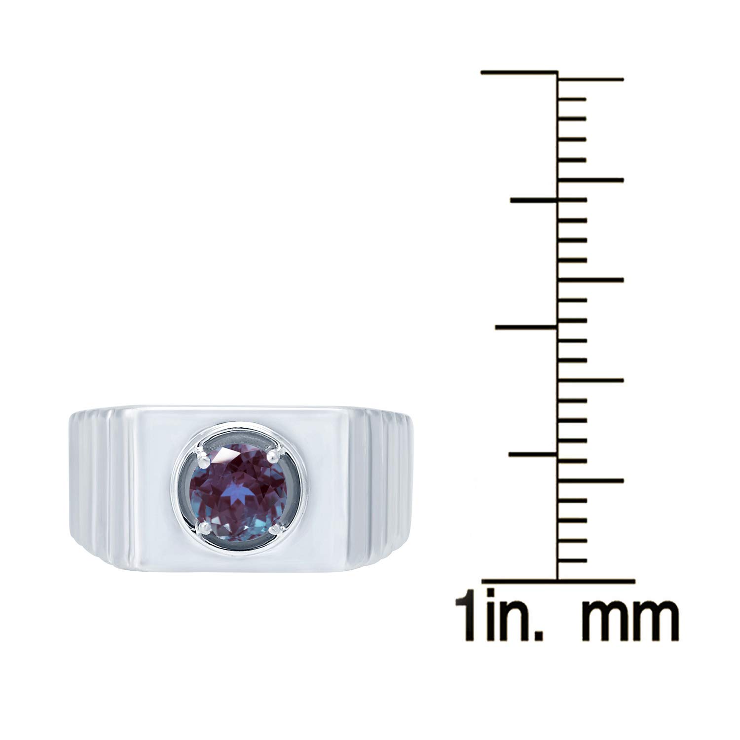 Men's Sterling Silver Color-Changing Alexandrite Solitaire Ring for Engagement, Wedding & Special Occasions