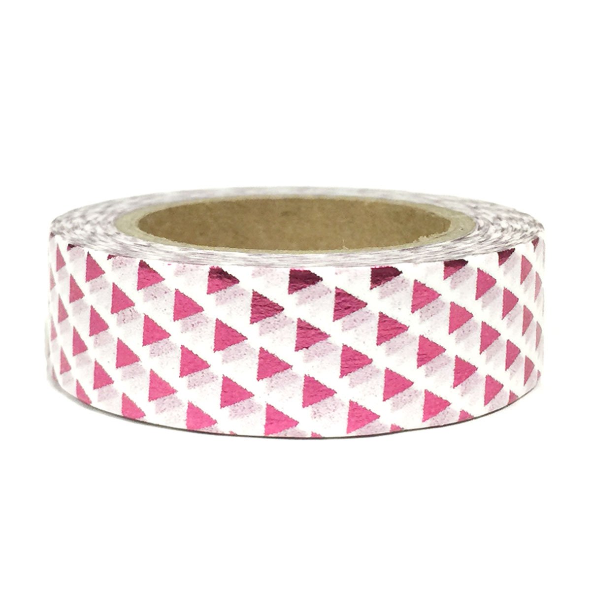 Wrapables Colorful Washi Masking Tape - Metallic Fuchsia Pyramids Design for Scrapbooking, Journaling, DIY Crafts & Home Decor
