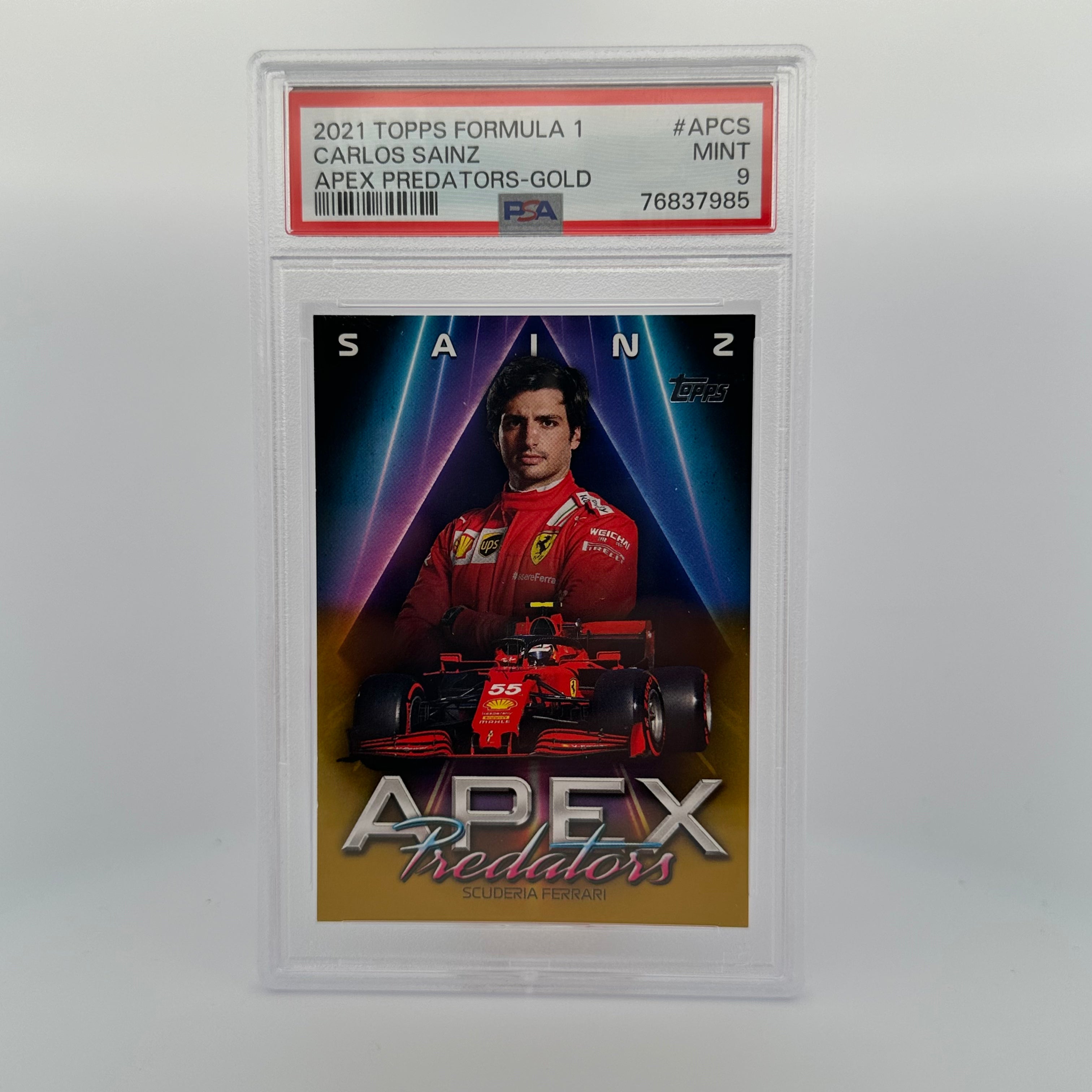 PSA 9 Graded 26/50 Carlos Sainz #APCS Apex Predators Gold Parallel - Rare Trading Card for F1 Collectors & Motorsport Fans, Perfect for Display & Investment
