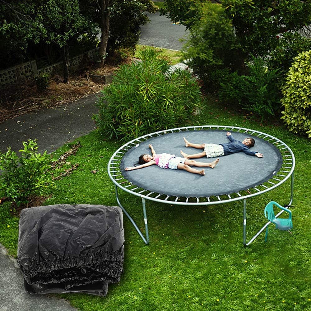 Premium 6FT-16FT Trampoline Cover - Heavy Duty Waterproof Round Trampoline Cover for Outdoor Use (Black, 16FT) - Weatherproof Protection for Kids & Family Backyard Fun