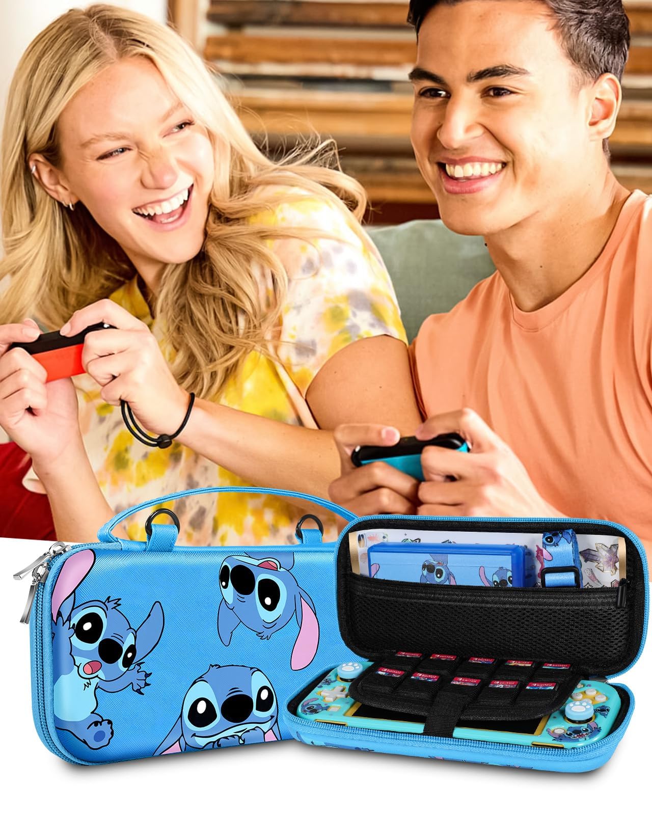 7-in-1 Nintendo Switch Lite Accessories Kit with Travel Case, Protective Cover, Game Holder, Strap, Stickers & Thumb Grips - Cute Shell Design for Boys, Girls & Kids - Perfect for Gaming On-The-Go, Travel Protection & Gift Giving