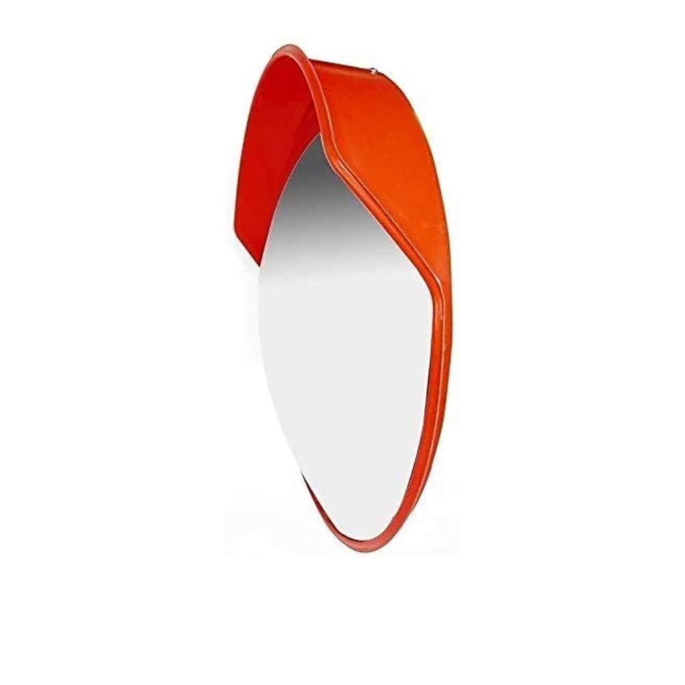 80cm Orange PC Plastic Convex Traffic Mirror - Round Outdoor Blind Spot Mirror for Parking Lots, Driveways, and Road Safety