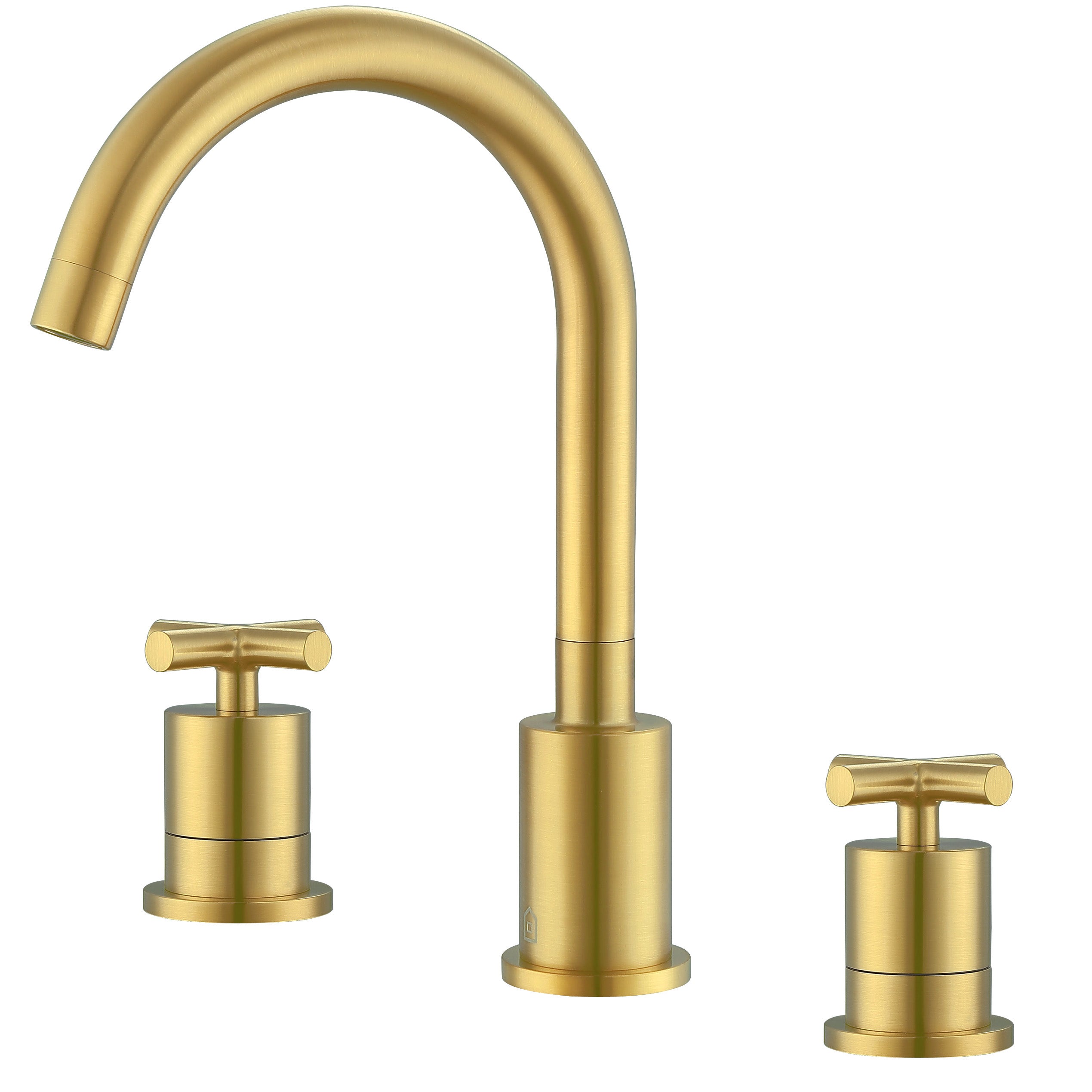 Ancona Ava Series Widespread Cross Handle Bathroom Faucet in Brushed Titanium Gold - Modern Bathroom Sink Faucet for Vanity, Powder Room & Guest Bath Installation