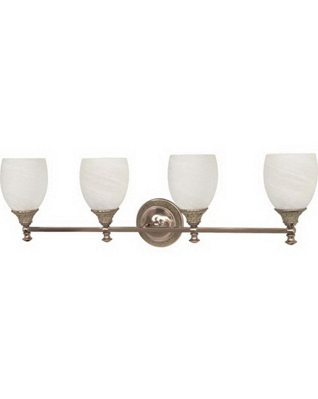 Nuvo Lighting 60 2485 Rockport Milano Collection 4-Light Bathroom Vanity Fixture - Energy Efficient Fluorescent Wall Sconce in Brushed Nickel - Perfect for Modern Bathrooms, Powder Rooms & Spa-Like Retreats