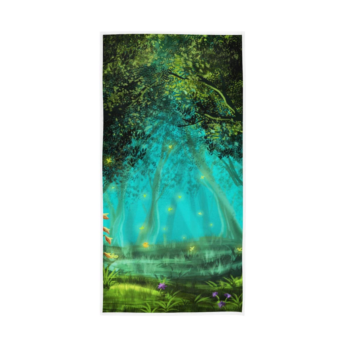 Mr.XZY 100% Cotton Quick Dry Soft Bath Towels for Men & Women - 30x15 Inch Forest Fairy Tale Magic Design - Perfect for Home, Kitchen, Swim, Spa & Gym Use