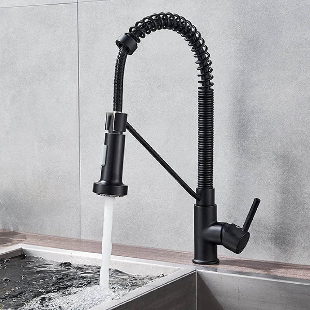 CAIDAI&YL Black Bronze Deck Mounted Kitchen Faucet with 2-Function Spout - Hot & Cold Water Mixer Tap for Modern Homes | Perfect for Cooking, Washing Dishes & Filling Pots