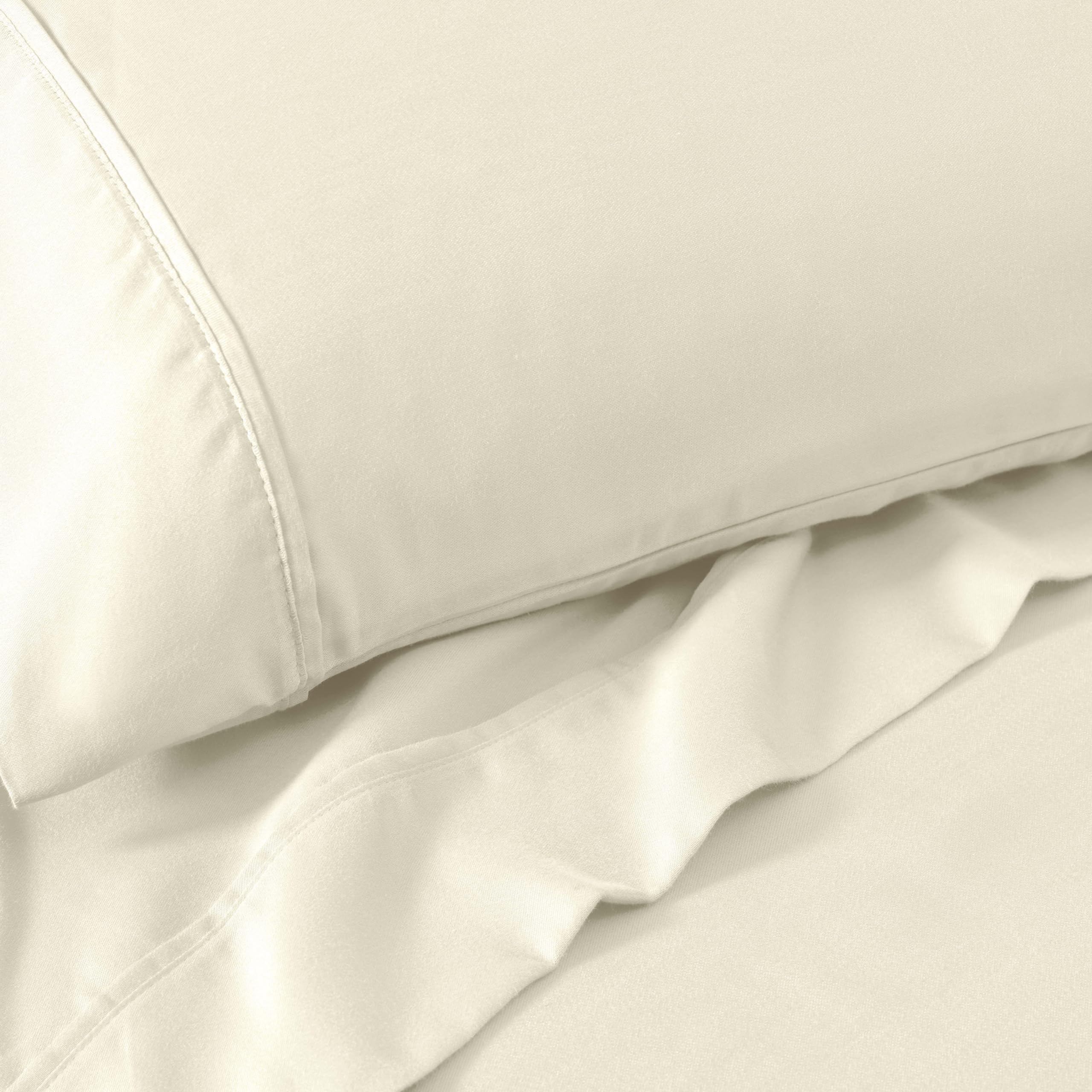 Premium Cotton-Blend 2-Piece Solid Pillowcase Set - Standard Size (20x26 inches), Ivory White | Soft Bedding for Home, Hotel & Guest Room Decor