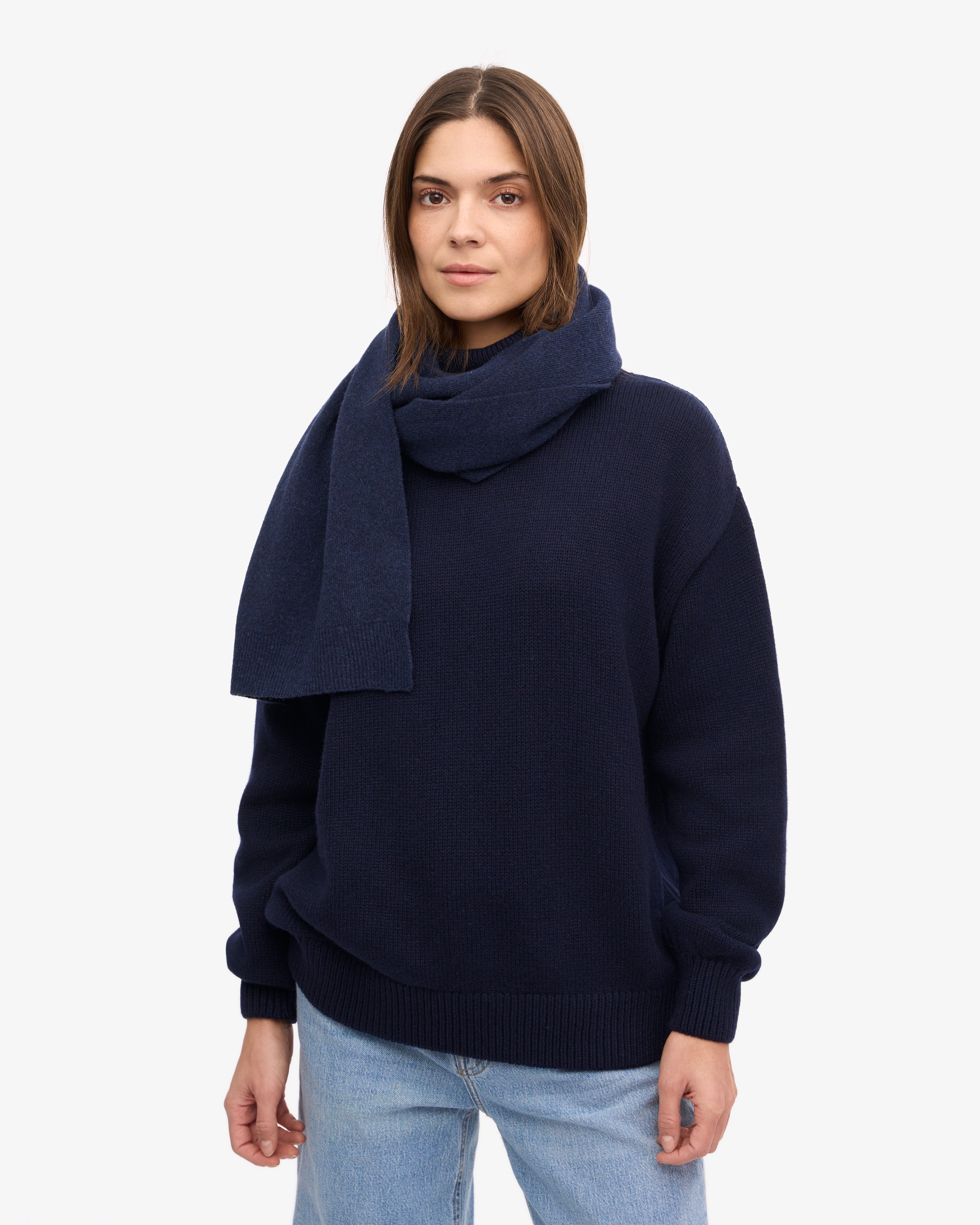 Premium Merino Wool Scarf for Men & Women - Soft Warm Winter Accessory in Marine Blue - Perfect for Cold Weather, Outdoor Activities & Fashion Statement