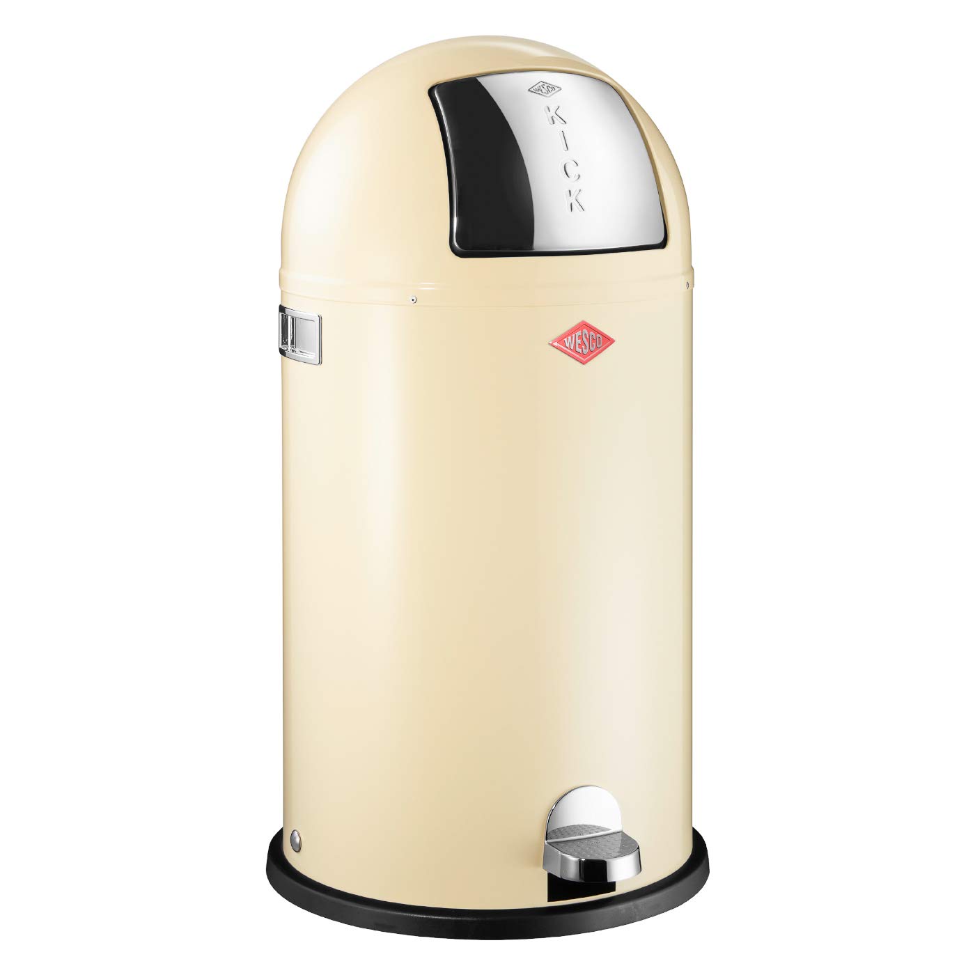 Wesco Kickboy Step Trash Can - 10.6 Gallon (40L) German-Made Powder Coated Steel Garbage Bin in Almond - Perfect for Kitchen, Office, Bathroom & Outdoor Use