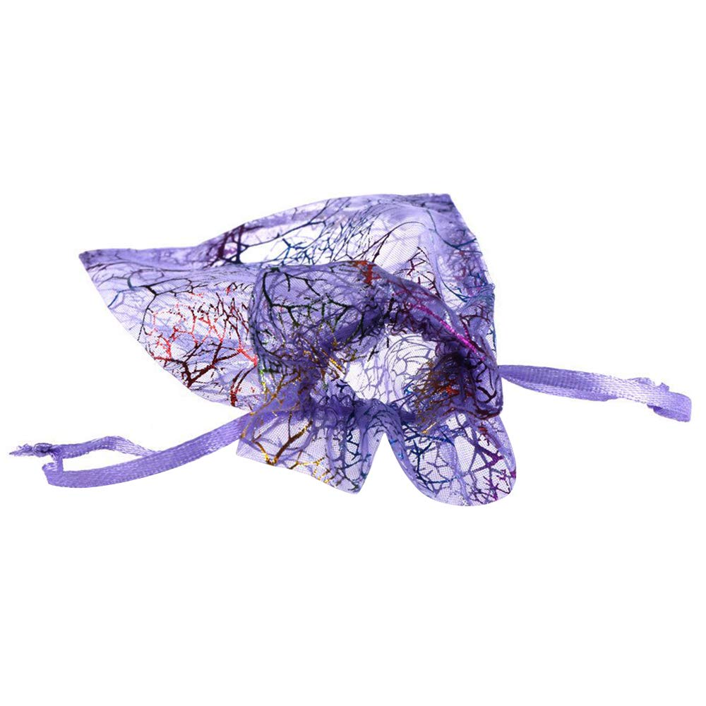 100pcs Purple Organza Gift Bags 3x4 Inches - Jewelry Pouch Drawstring Bags for Christmas Wedding Party Favors, Birthday Gifts & Bridesmaid Accessories - Coralline Organza Favor Bags for Jewelry, Candies & Small Gifts
