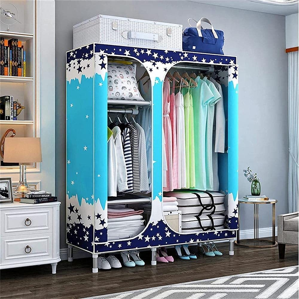 Portable Wardrobe Closet - Large Multifunctional Storage Organizer with Hangers, Space Saving Bedroom Closet for Clothes & Accessories | Perfect for Small Spaces, Dorms, Apartments & Travel