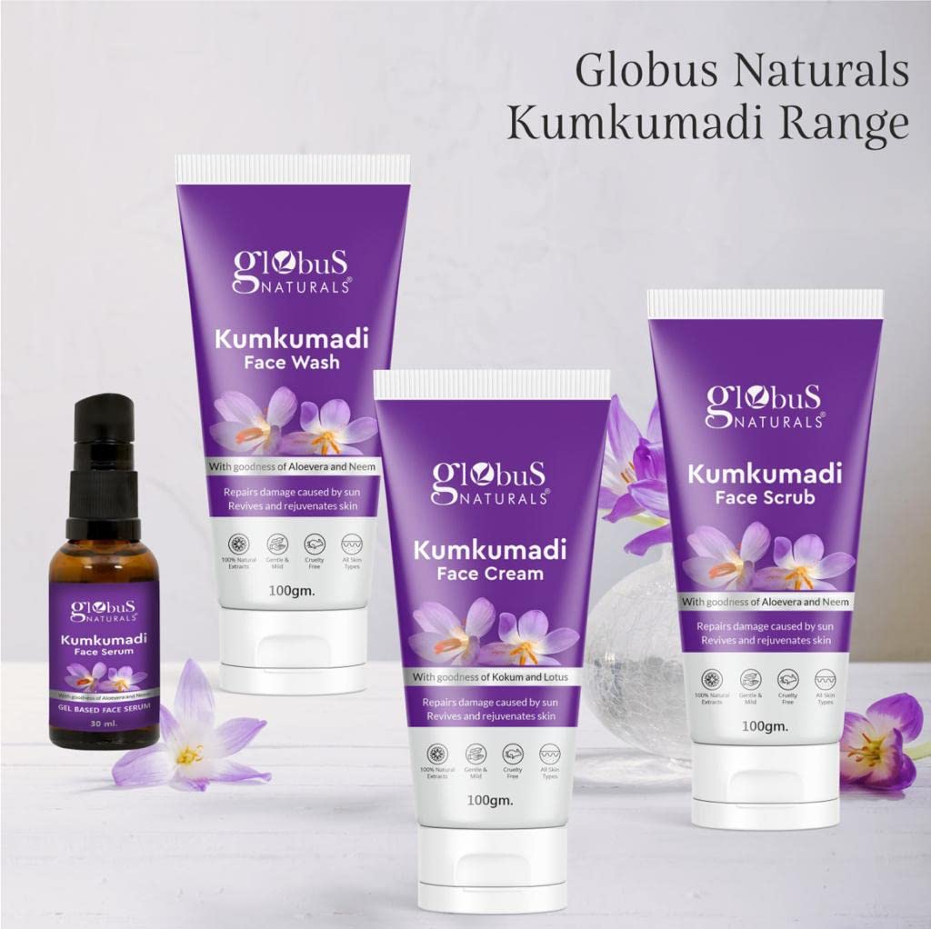 Globus Naturals Ayurvedic Kumkumadi Skin Lightening Face Wash with Hyaluronic Acid & Rosemary - Chemical Free, Cruelty Free, for All Skin Types - 100ml - Brightening & Hydrating Facial Cleanser for Daily Skincare Routine