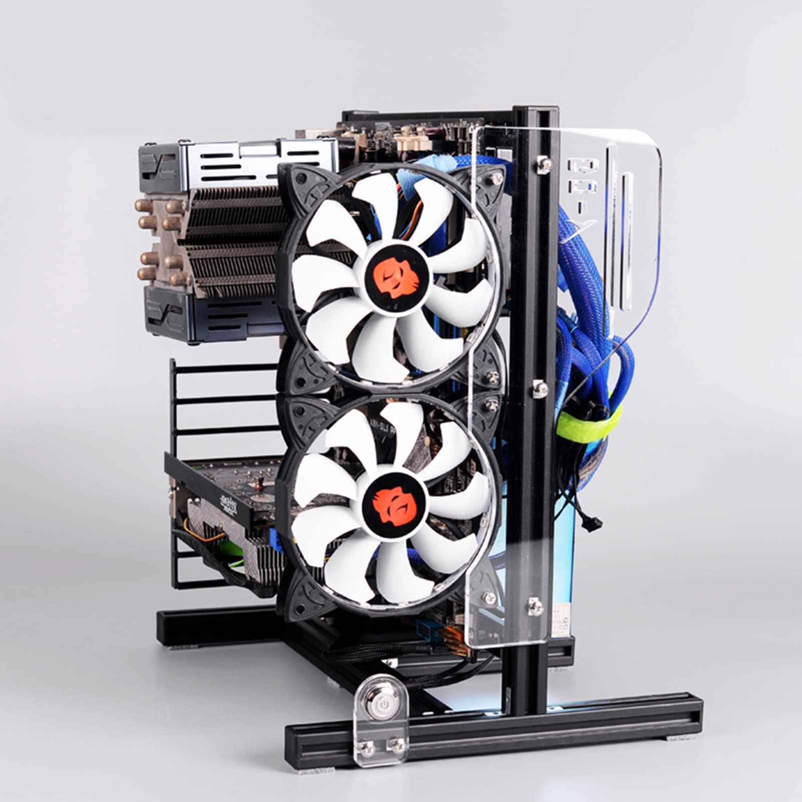 Beufee ATX/M-ATX/ITX Open Air Aluminum PC Computer Case - Vertical Overclocking Test Bench Chassis for Gaming & Workstation Builds (Black) | Perfect for Extreme Cooling, Hardware Testing & Showcase Setups