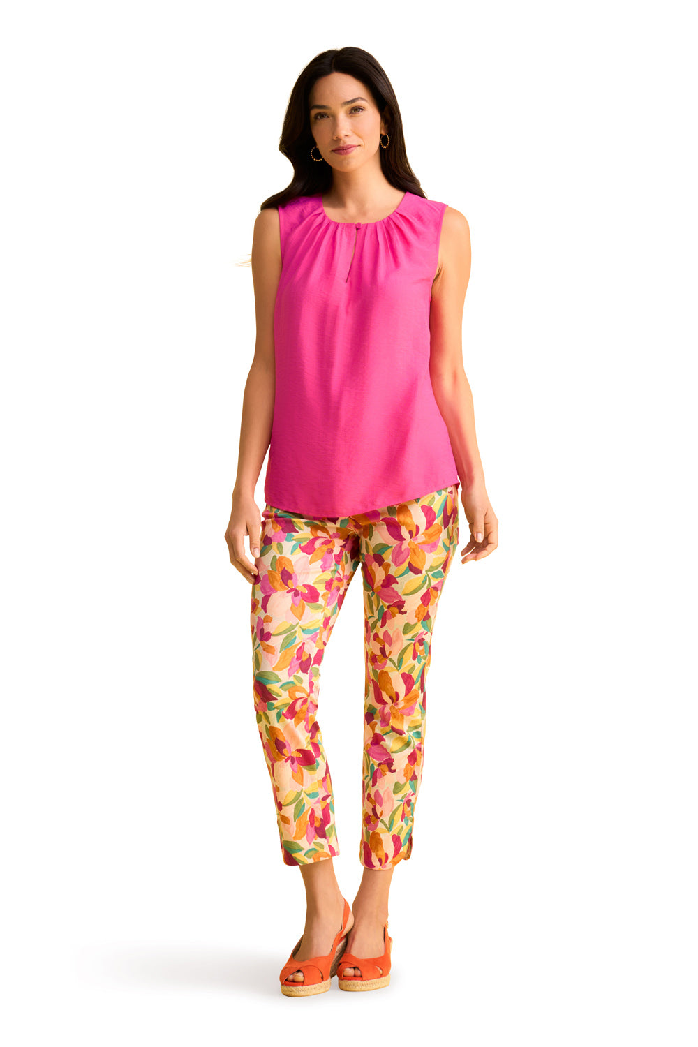 Elegant Pleat Detail Camisole Top - Bright Rose Color | Women's Fashion Blouse for Casual Wear, Layering & Summer Outfits
