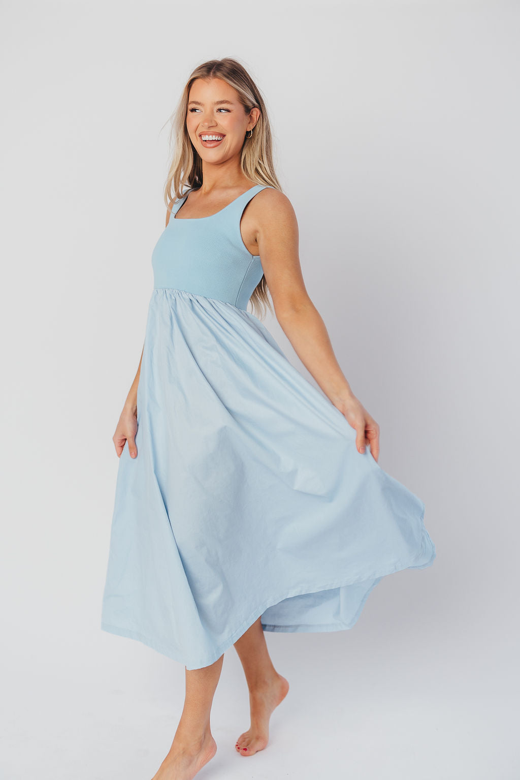 Addie Tank Midi Dress - Flowy Blue Summer Dress for Women | Perfect for Beach Vacations, Brunch Dates & Casual Outings