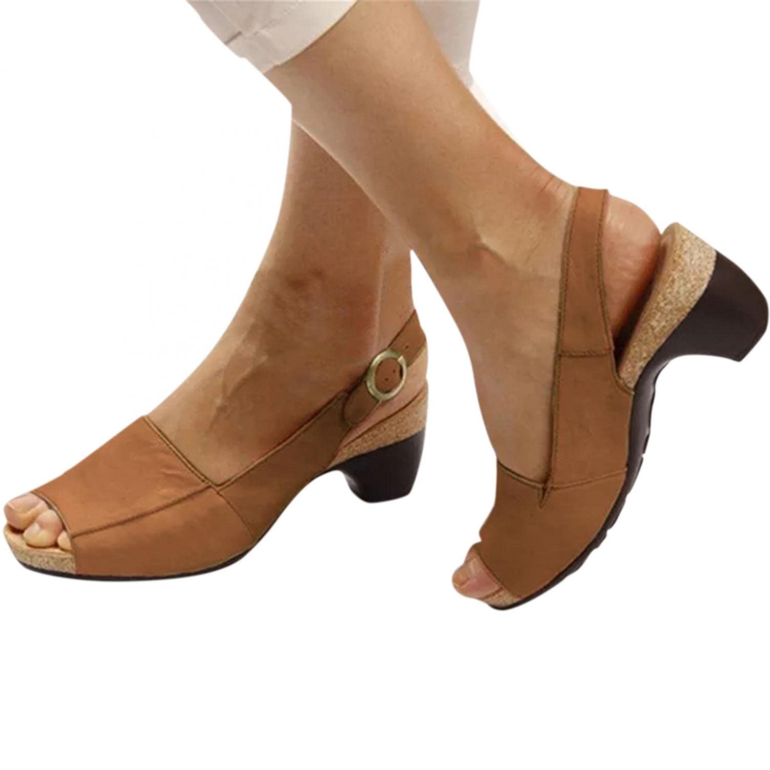 Aayomet Women's Summer Heel Sandals - Comfortable Strappy Pump Heels with Ankle Strap for Weddings, Beach & Outdoor Parties | Casual & Dressy Occasions