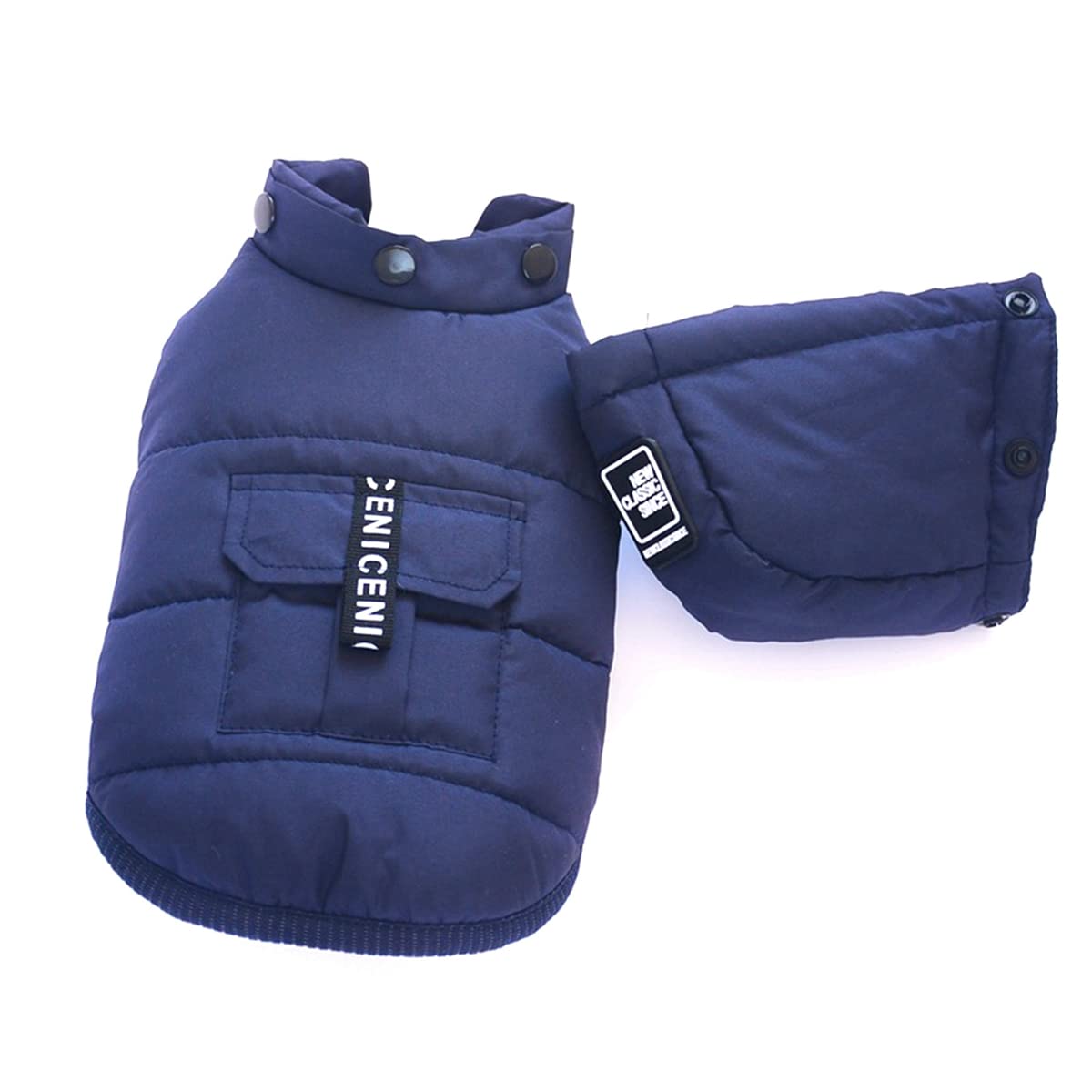 Warm Fleece-Lined Dog Coat - Double-Layer Thick Winter Jacket with Pockets & Detachable Hat | Windproof Pet Vest for Small Medium Large Dogs | Perfect for Cold Weather Walks, Outdoor Adventures & Winter Protection