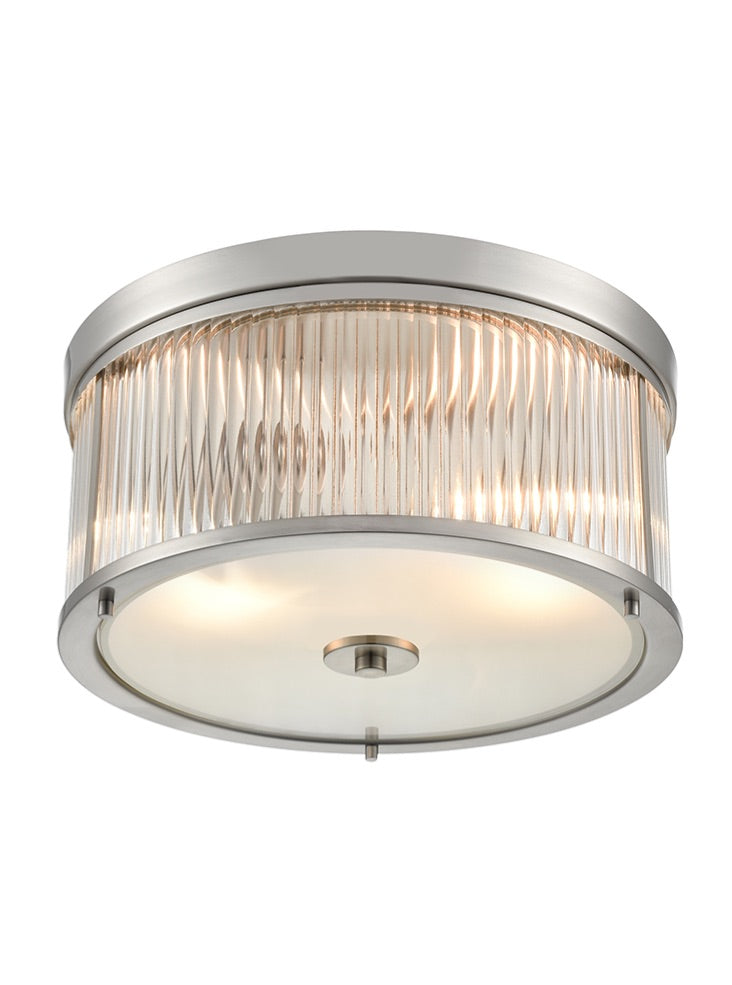 Birkenhead Flush Ceiling Light Fixture - Aged Brass & Satin Nickel Finish - Perfect for Bedroom, Hallway, or Entryway Lighting