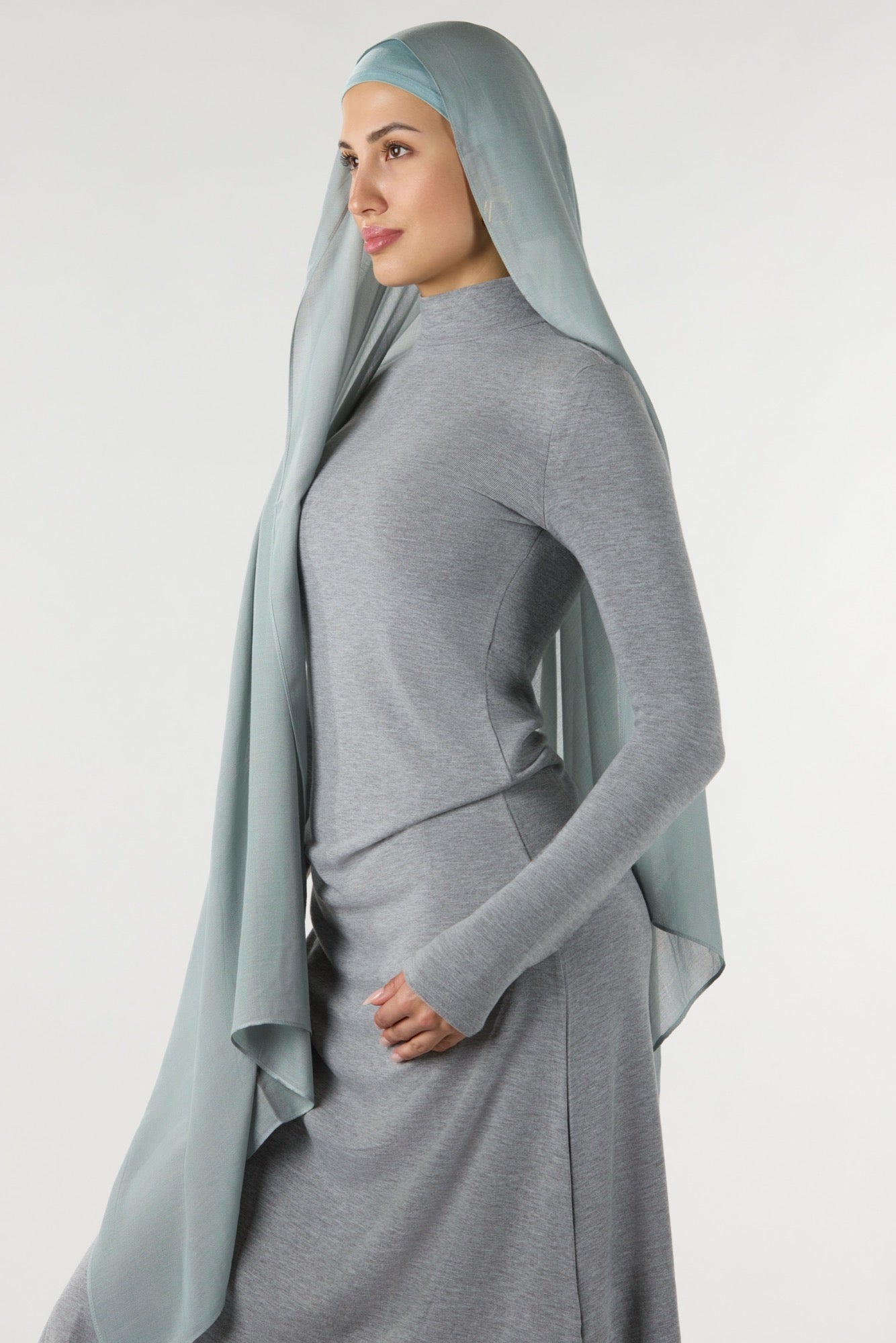 Premium Modal Hijab with Undercap in Aqua - Soft & Breathable Scarf for Muslim Women - Perfect for Prayer, Work & Everyday Wear