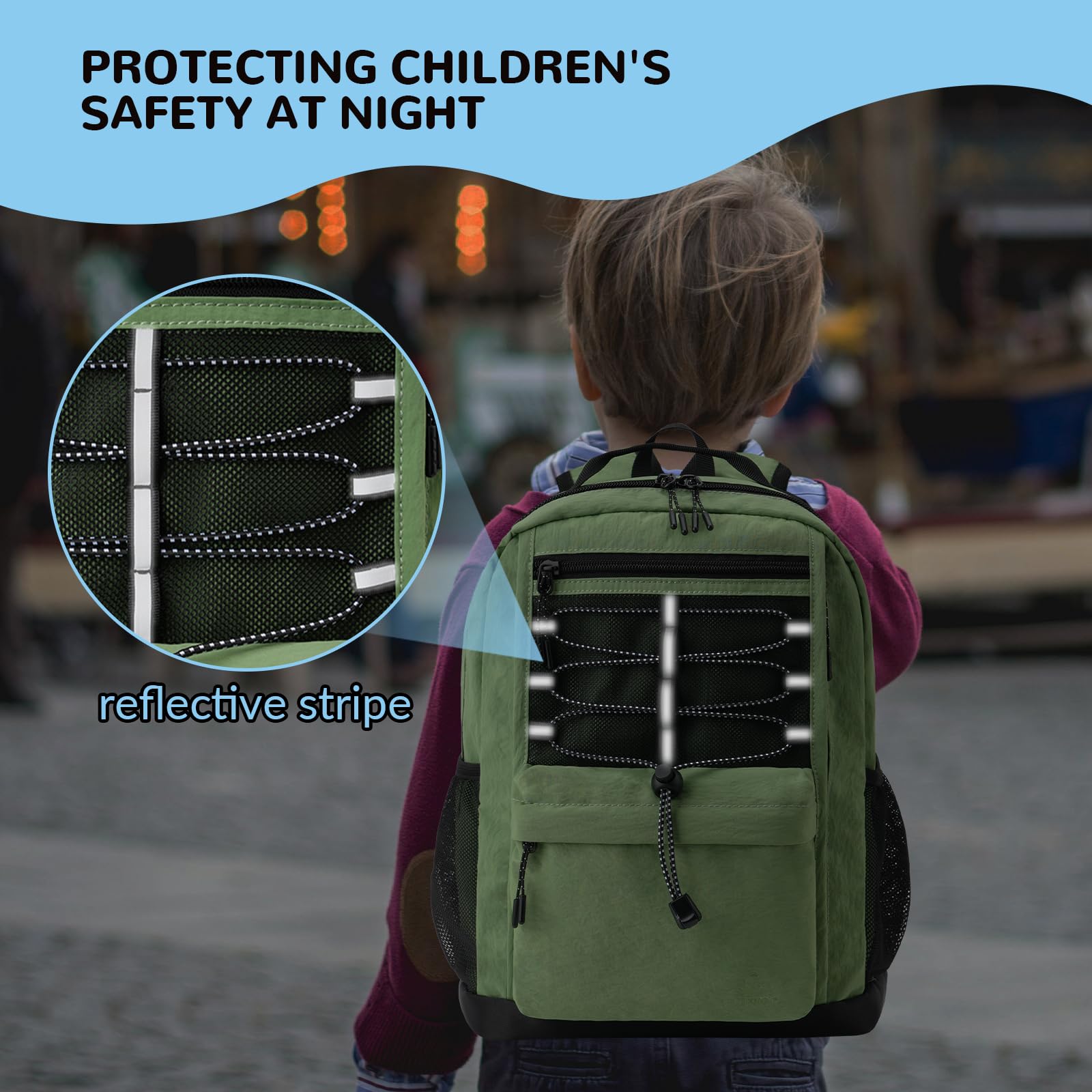10L Small Lightweight Kids Backpack for Boys & Girls Ages 3-9 - Waterproof Mini Daypack for School, Travel, Hiking & Outdoor Activities - Army Green