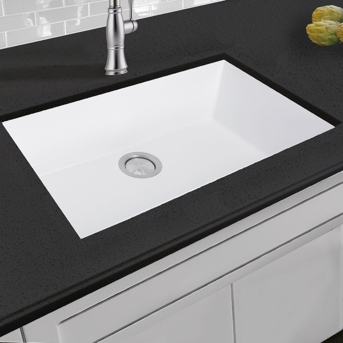 Nantucket PR3020 DM W Large Single Bowl Granite Composite Sink - Dual Mount (Drop-in or Undermount) for Modern Kitchens & Bathrooms