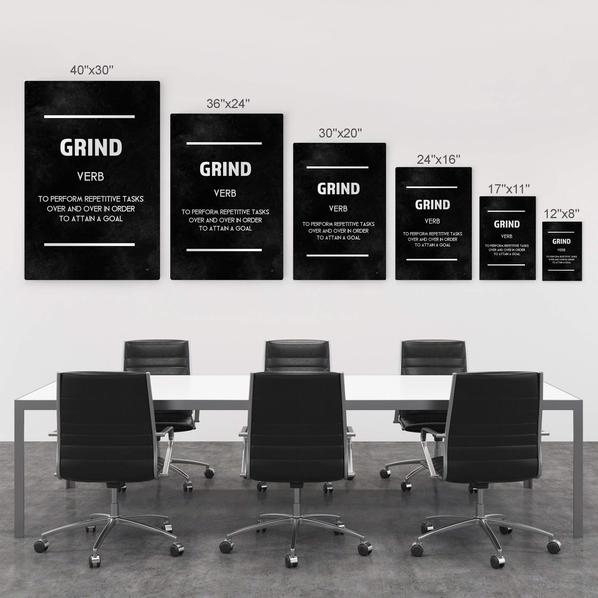 Smile Art Design Grind Definition Dictionary Black Motivational Metal Wall Art - Inspirational Office Decor for Entrepreneurs - Modern Metal Print Quote Sign - 40x30 Inches Ready to Hang - Perfect for Home Office, Study Room & Business Gifts